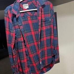 Vans Men's Red and Blue Checkered Shirt
